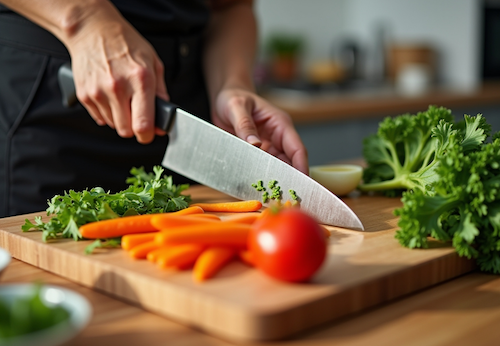 Image of vegetables being chopped.